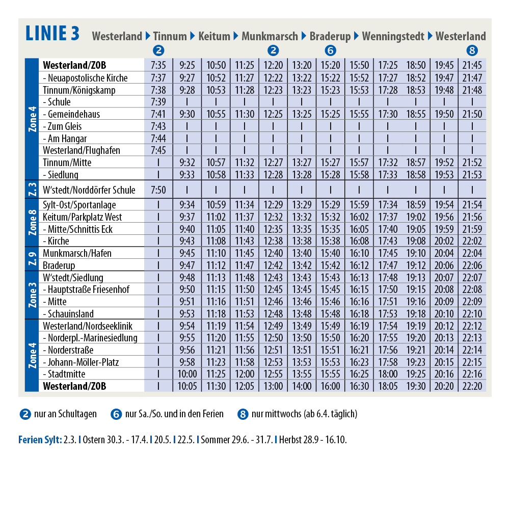 Linie 3 & 3a SVG Sylter Verkehrsgesellschaft Linie 3 & 3a SVG Sylter Verkehrsgesellschaft