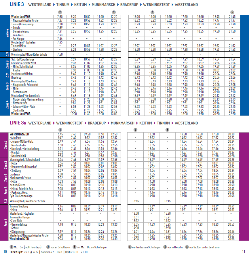 Linie 3 & 3a SVG Sylter Verkehrsgesellschaft