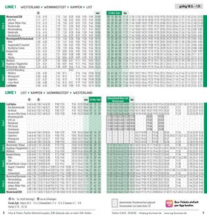 Fahrtübersicht Linie 1 Sylter Verkehrsgesellschaft